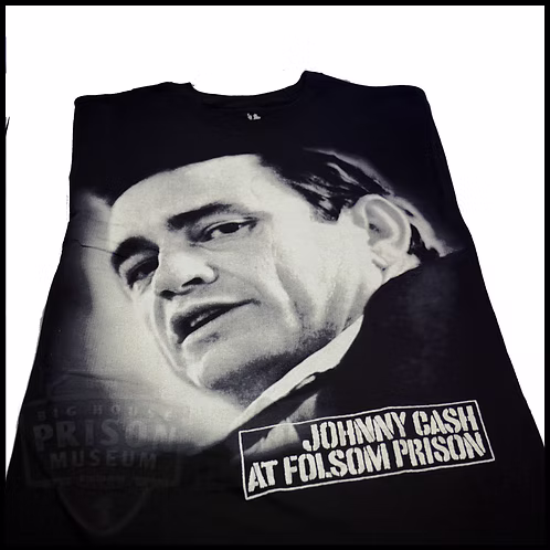 Portrait Johnny Cash at Folsom Prison Black Shirt
